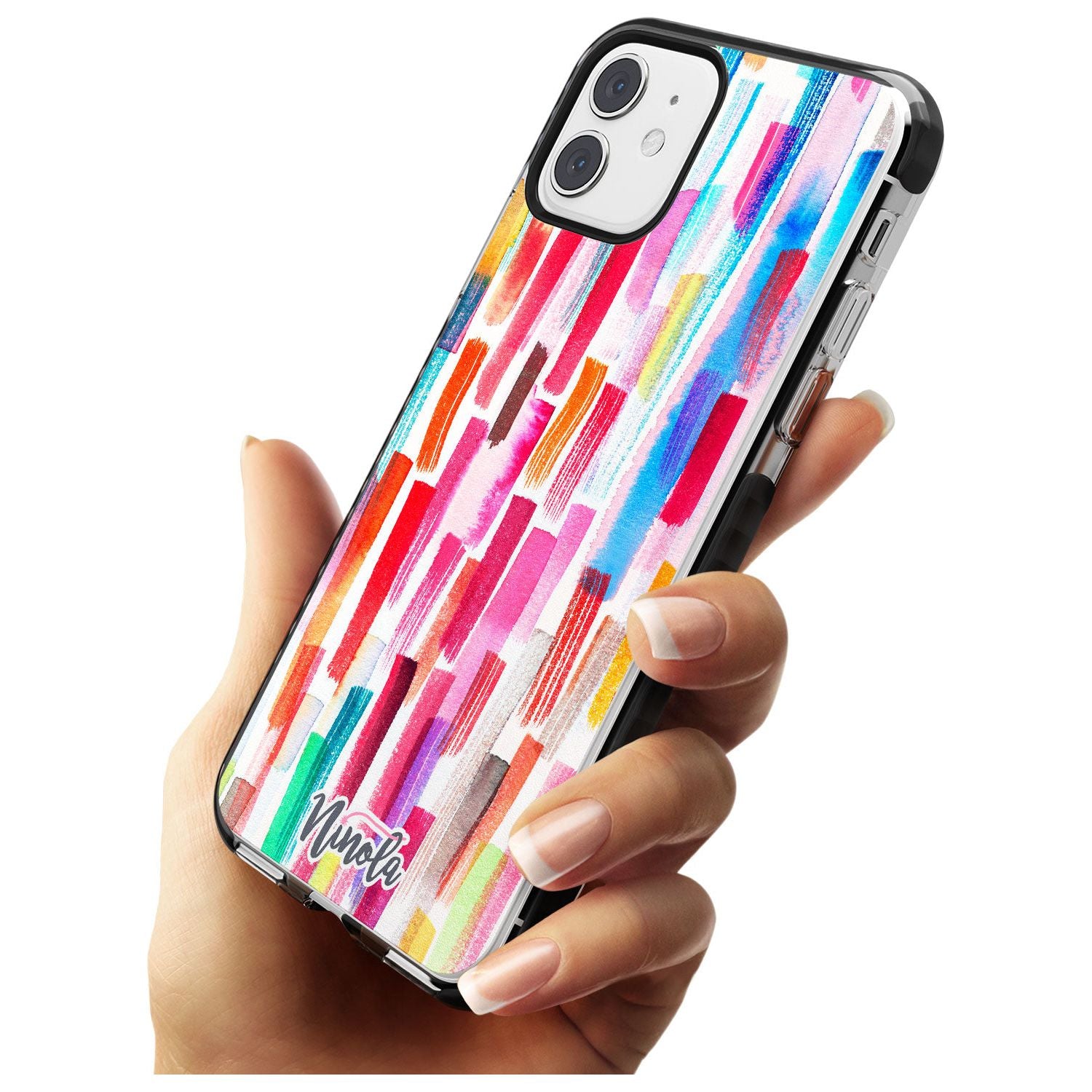 Colorful Brushstrokes Black Impact Phone Case for iPhone 11