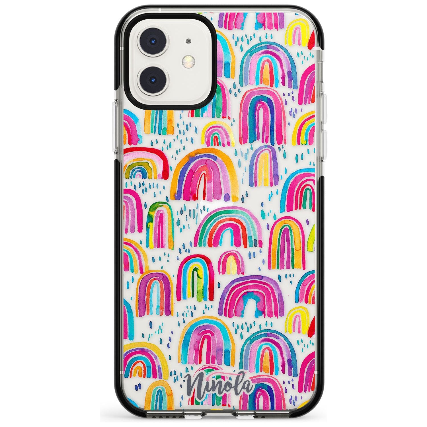 Cute Watercolor Rainbows Black Impact Phone Case for iPhone 11