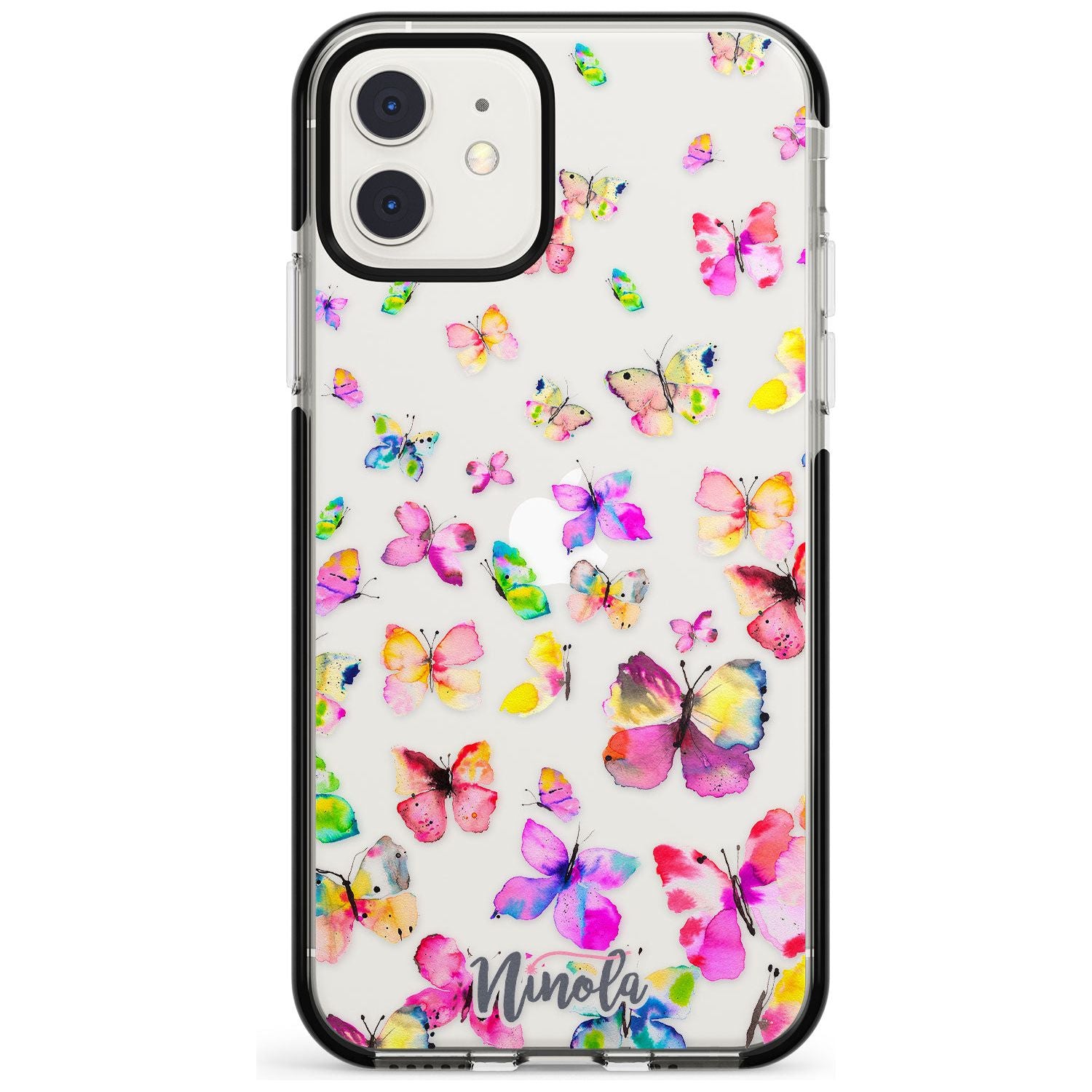 Watercolor Butterflies Black Impact Phone Case for iPhone 11