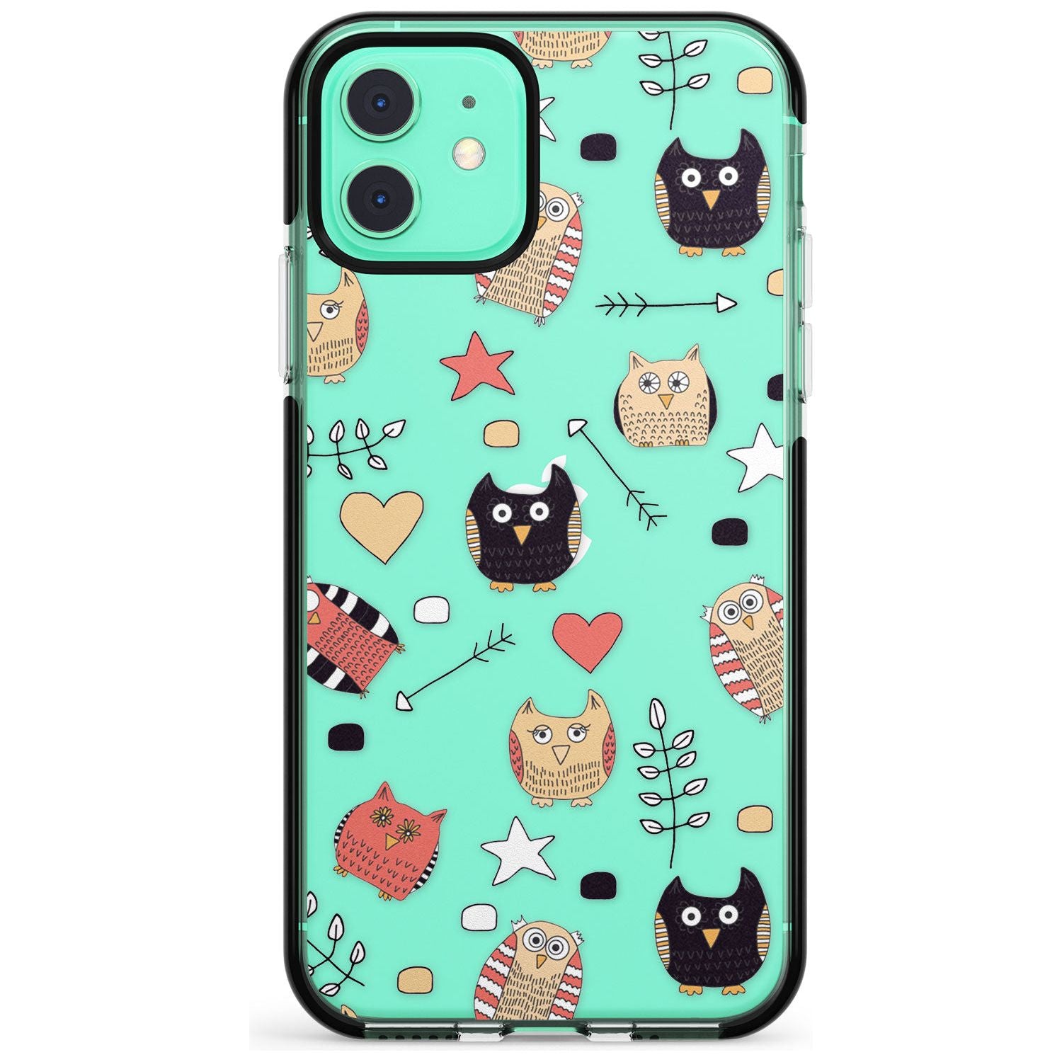 Cute Owl Pattern Black Impact Phone Case for iPhone 11 Pro Max