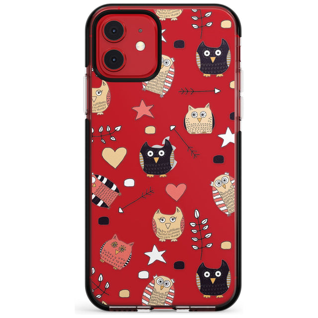 Cute Owl Pattern Black Impact Phone Case for iPhone 11 Pro Max