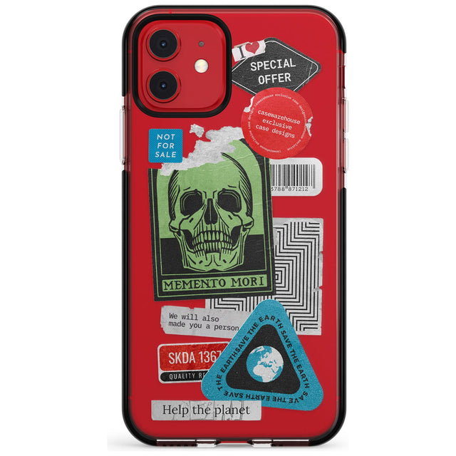 Skull Sticker Mix Pink Fade Impact Phone Case for iPhone 11 Pro Max