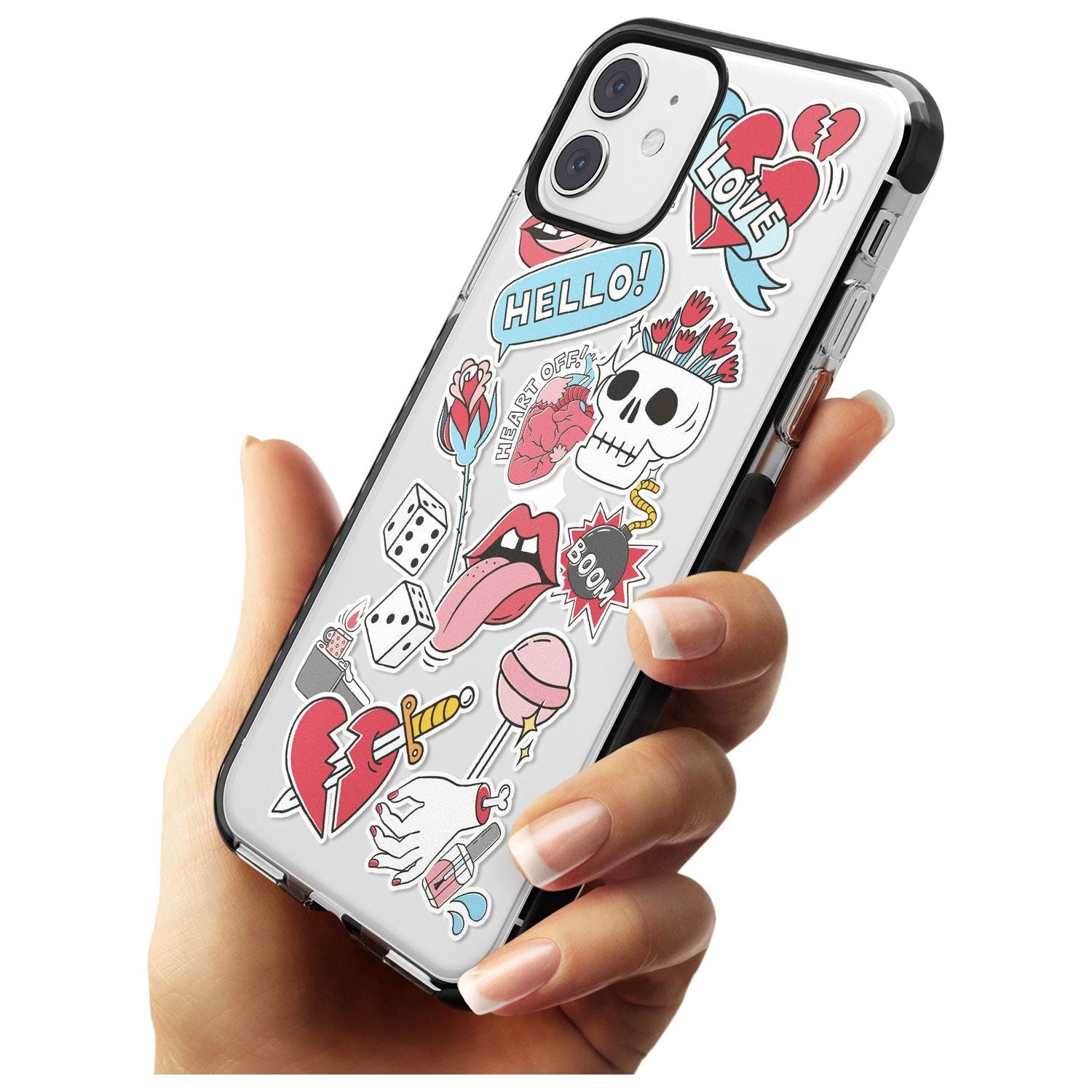 Skull & Flowers Sticker  iPhone Case   Phone Case - Case Warehouse