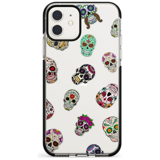 Mixed Sugar Skull Pattern Black Impact Phone Case for iPhone 11 Pro Max