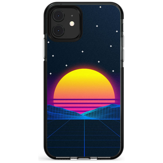 Retro Sunset Vaporwave Black Impact Phone Case for iPhone 11 Pro Max