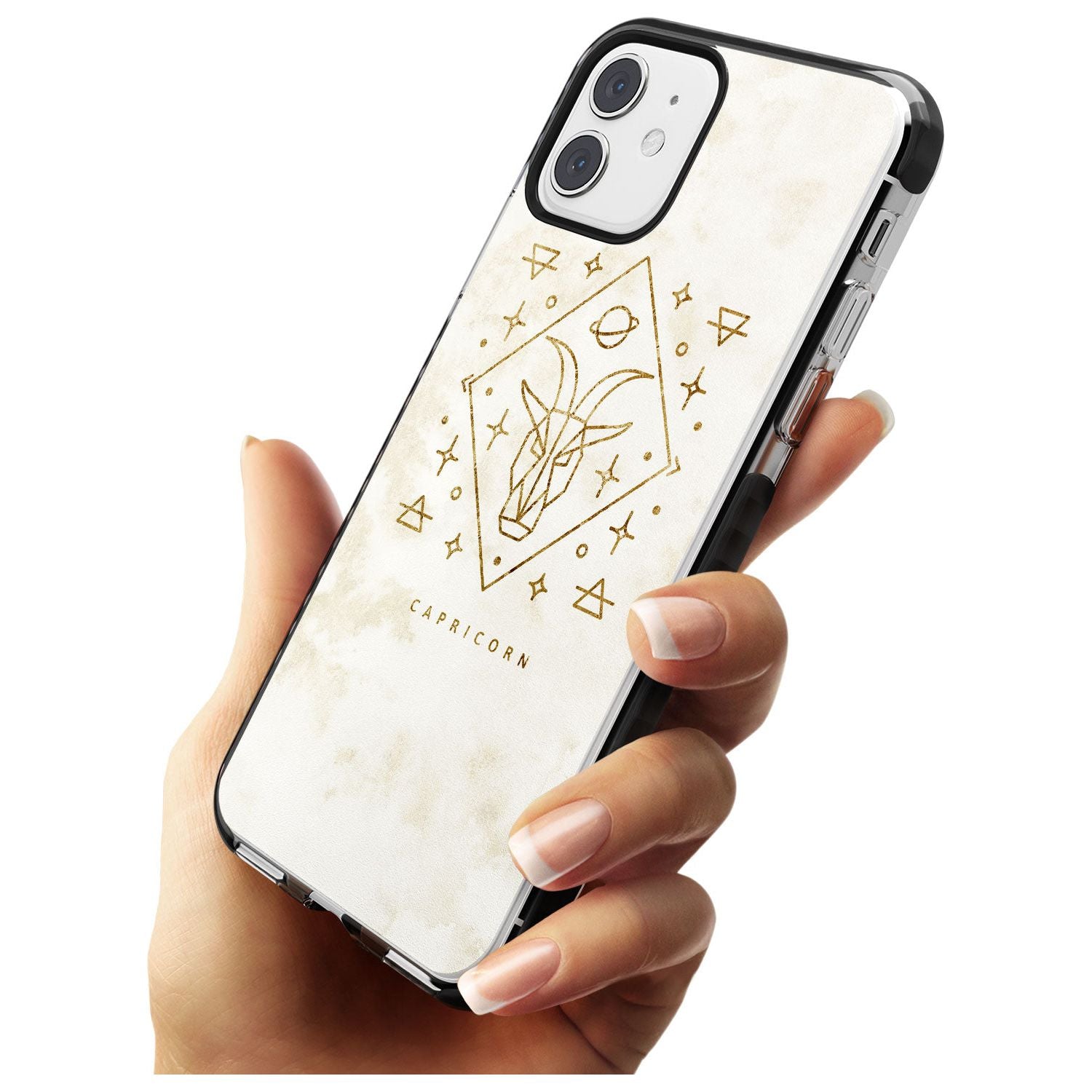 Capricorn Emblem - Solid Gold Marbled Design Black Impact Phone Case for iPhone 11