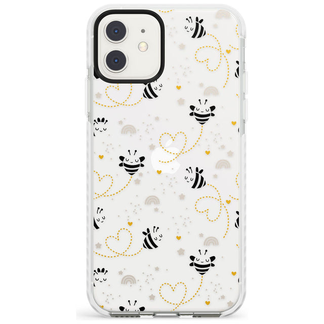 Sweet as Honey Patterns: Bees & Hearts (Clear) Impact Phone Case for iPhone 11