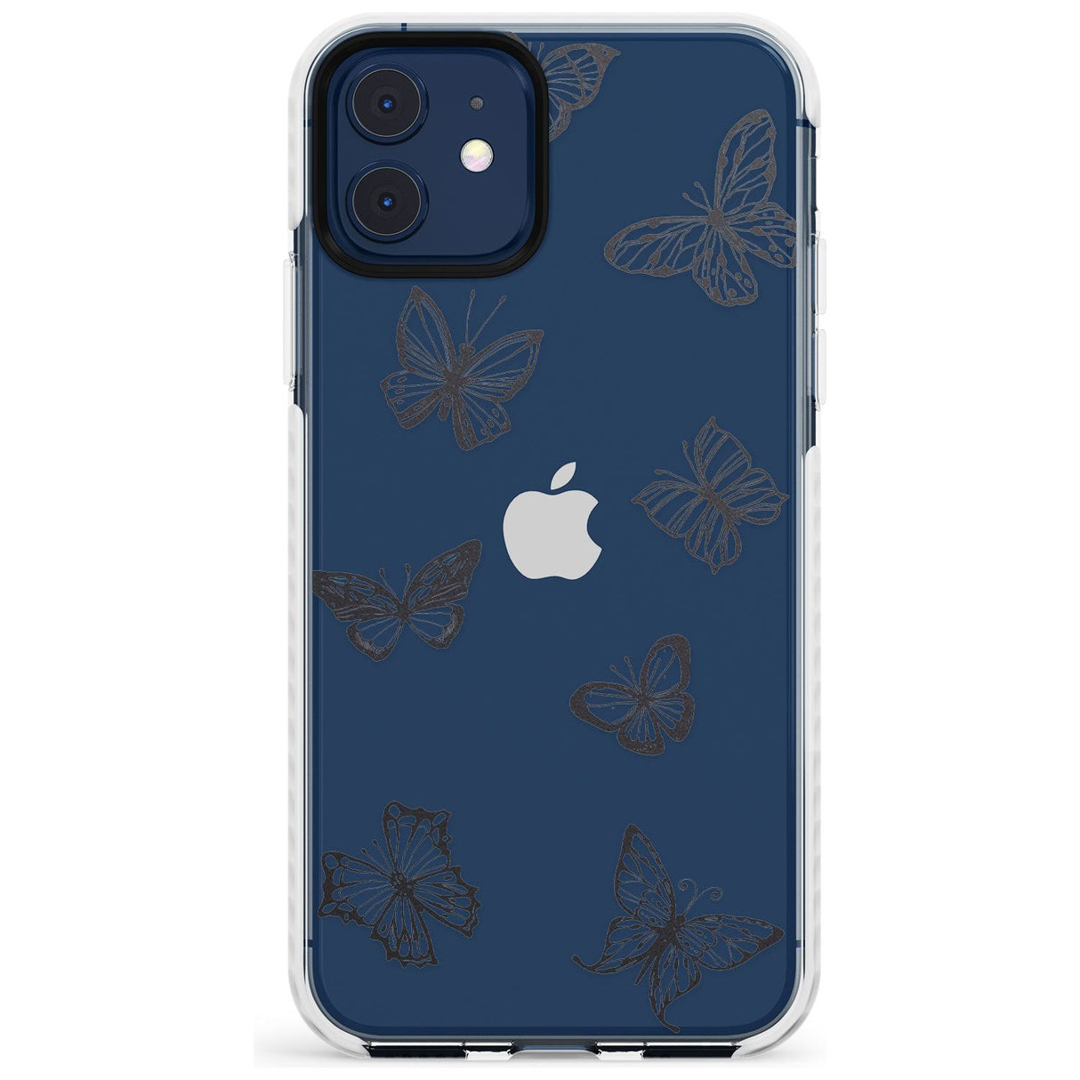 Grey Butterfly Line Pattern Impact Phone Case for iPhone 11