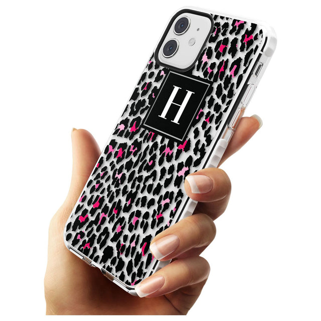 Customised Pink Monogram Leopard Spots Impact Phone Case for iPhone 11