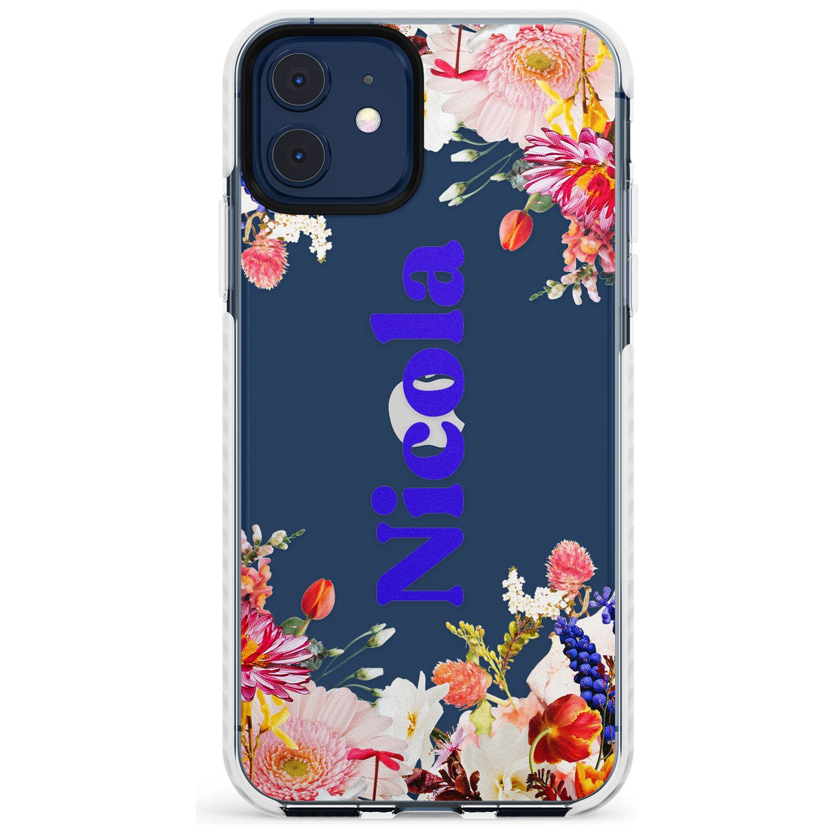 Custom Text with Floral Borders Slim TPU Phone Case for iPhone 11