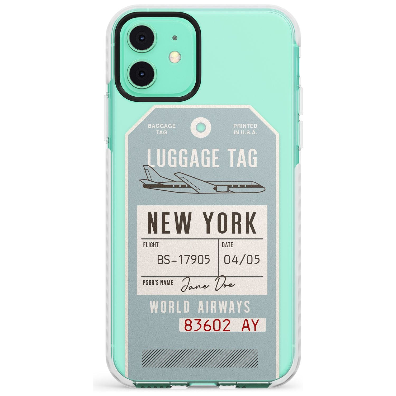 Custom Vintage USA Luggage Tag Slim TPU Phone Case for iPhone 11
