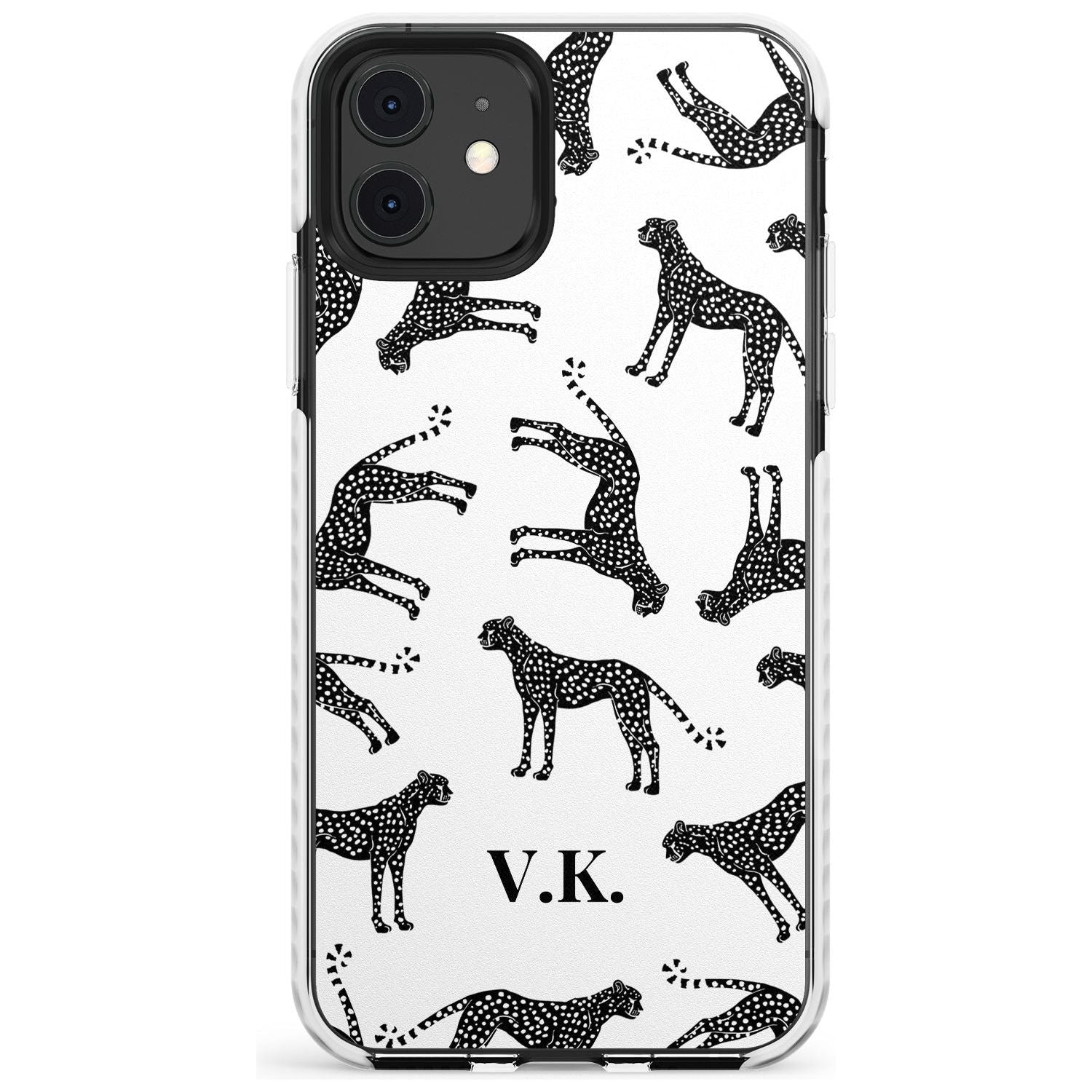 Personalised Cheetah Pattern: Black & White Slim TPU Phone Case for iPhone 11