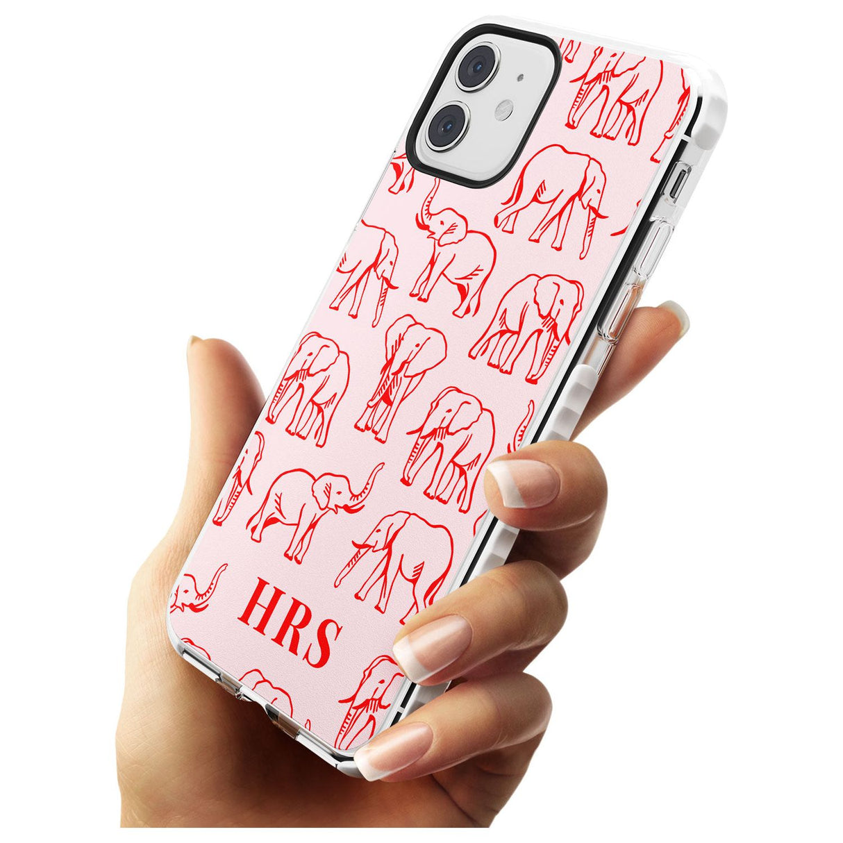 Personalised Red Elephant Outlines on Pink Impact Phone Case for iPhone 11