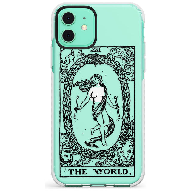 The World Tarot Card - Transparent Slim TPU Phone Case for iPhone 11