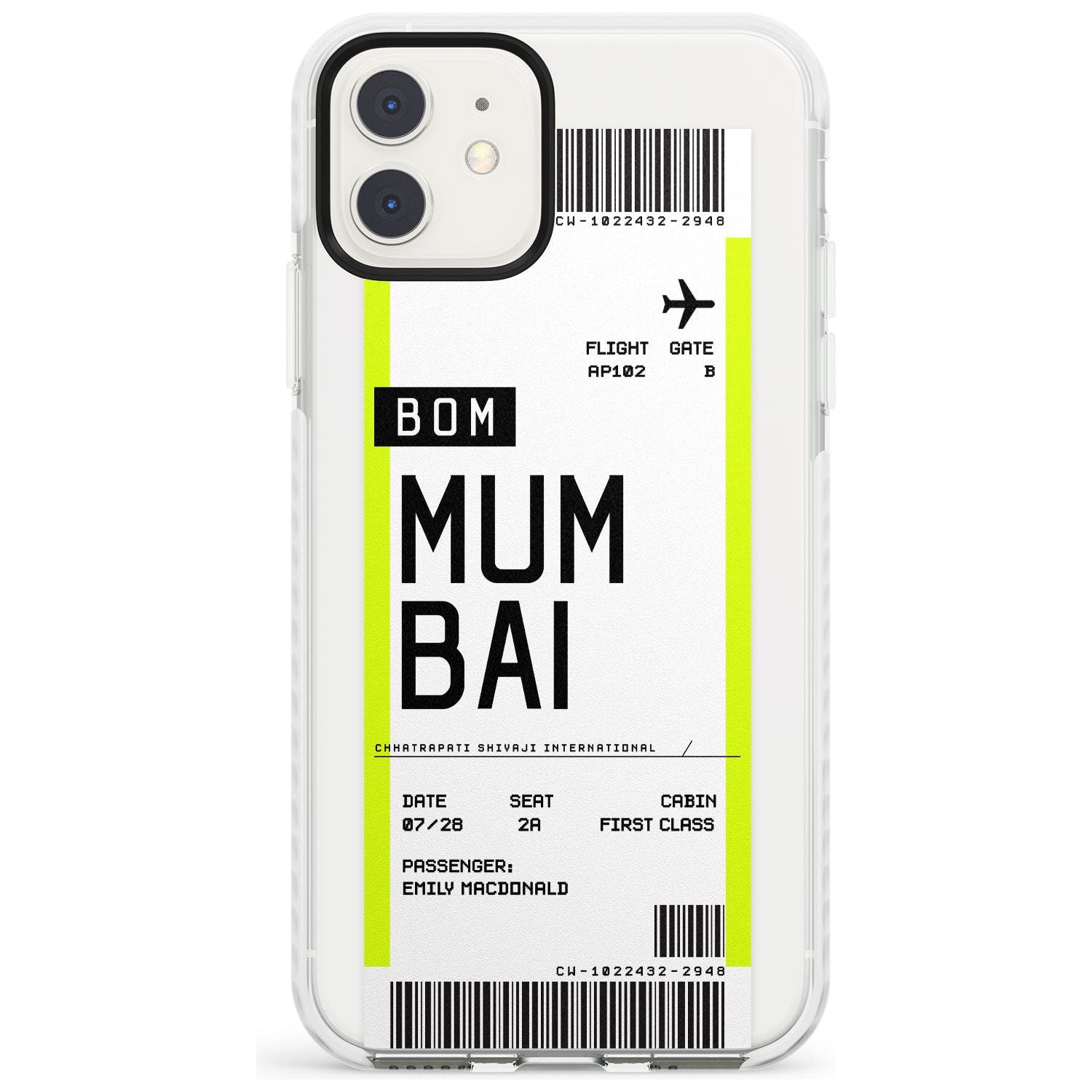 Mumbai Boarding Pass iPhone Case  Impact Case Custom Phone Case - Case Warehouse