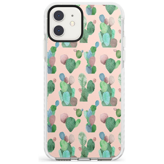 Pink Cactus Pattern Design Impact Phone Case for iPhone 11
