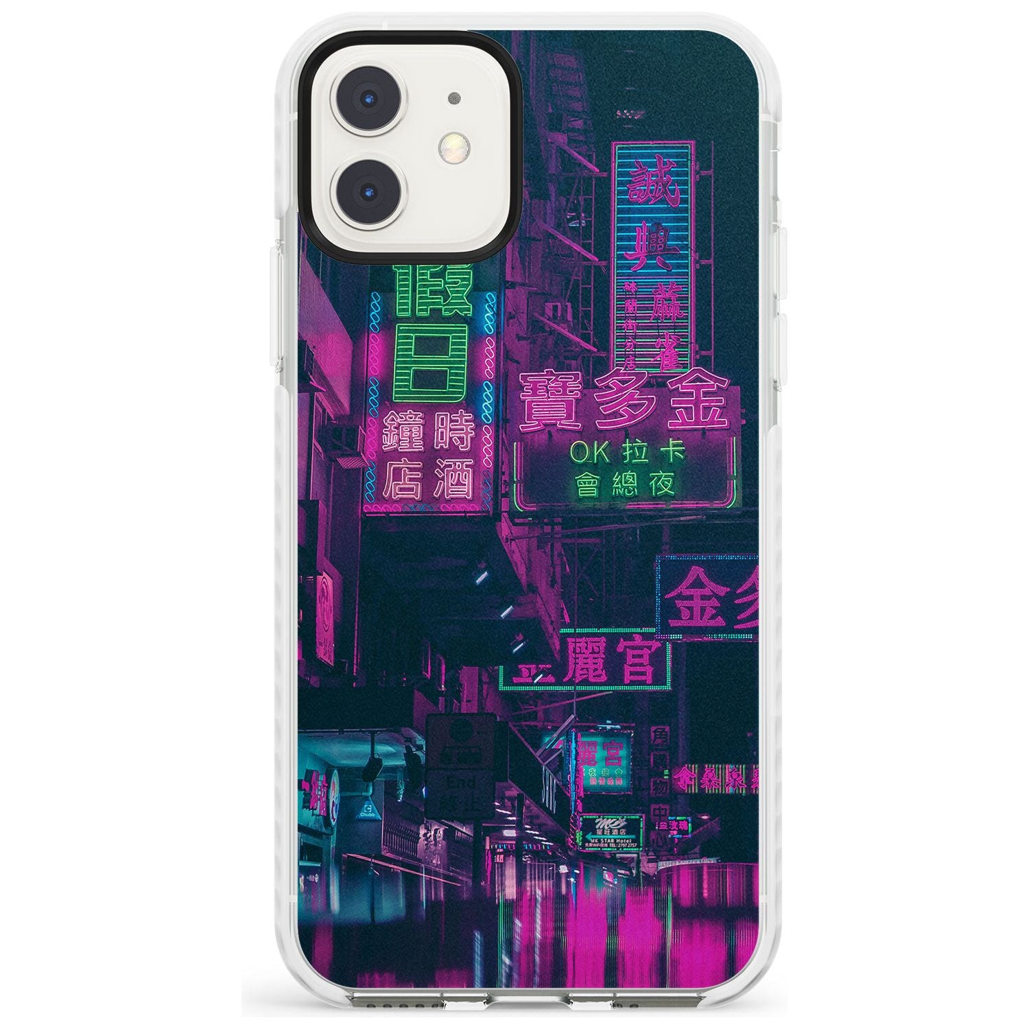 Rainy Reflections - Neon Cities Photographs Impact Phone Case for iPhone 11