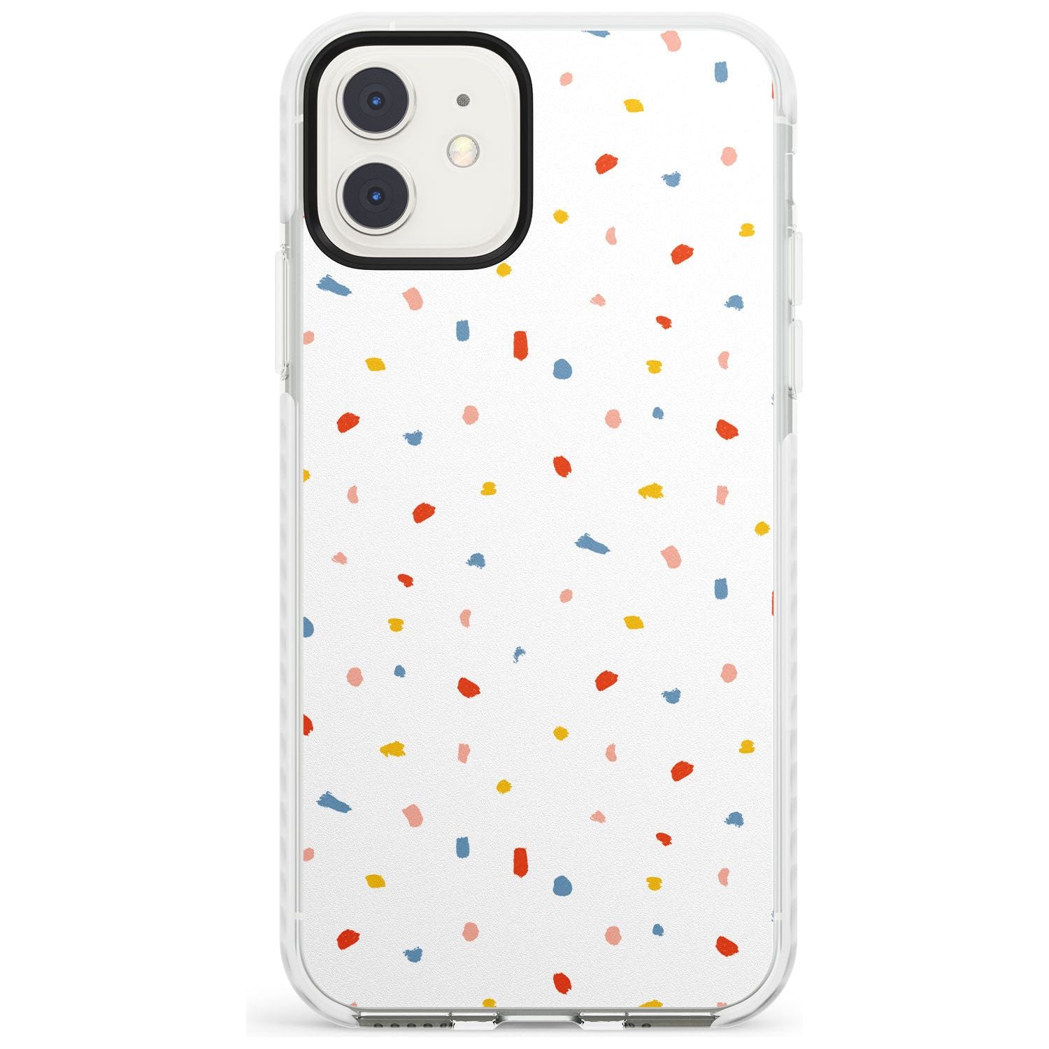 Confetti Print on Solid White Impact Phone Case for iPhone 11