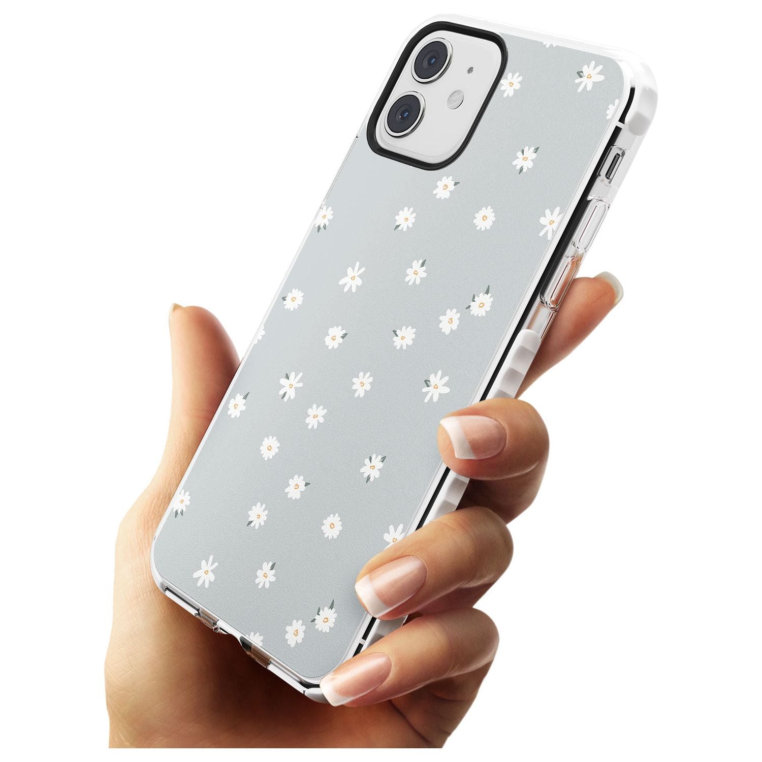 Painted Daises - Blue-Grey Cute Floral Design Slim TPU Phone Case for iPhone 11