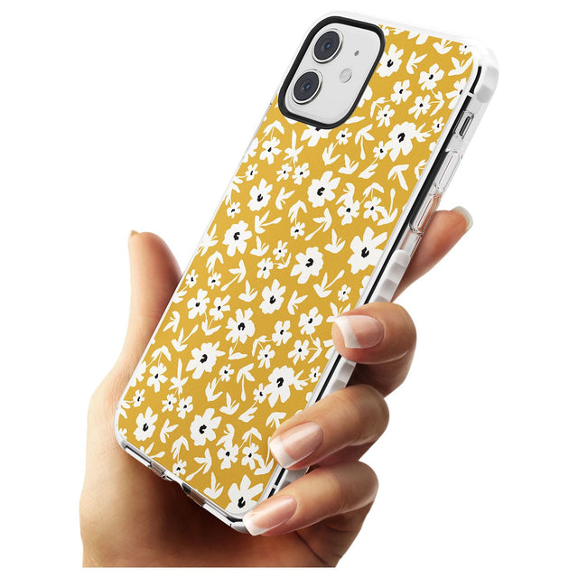 Floral Print on Mustard - Cute Floral Design Slim TPU Phone Case for iPhone 11