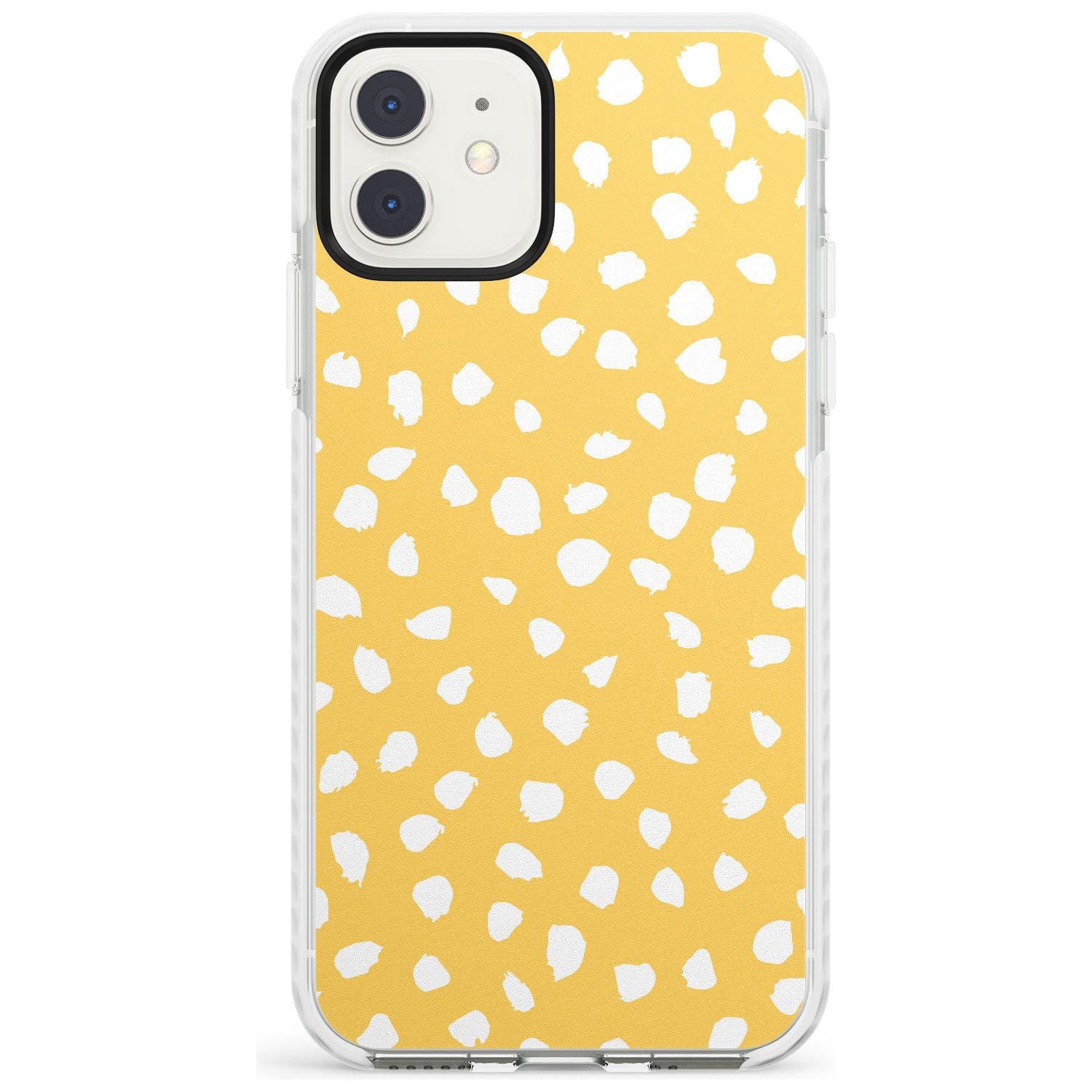 White on Yellow Dalmatian Polka Dot Spots Impact Phone Case for iPhone 11