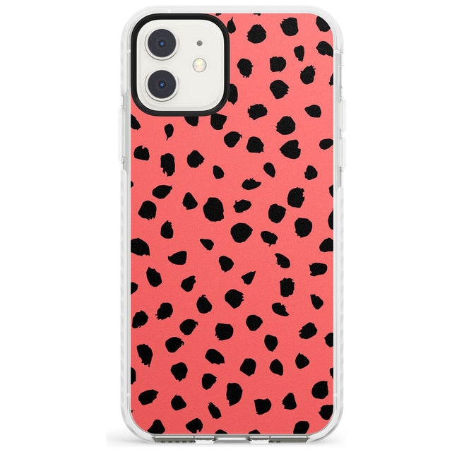 Black on Salmon Pink Dalmatian Polka Dot Spots Impact Phone Case for iPhone 11