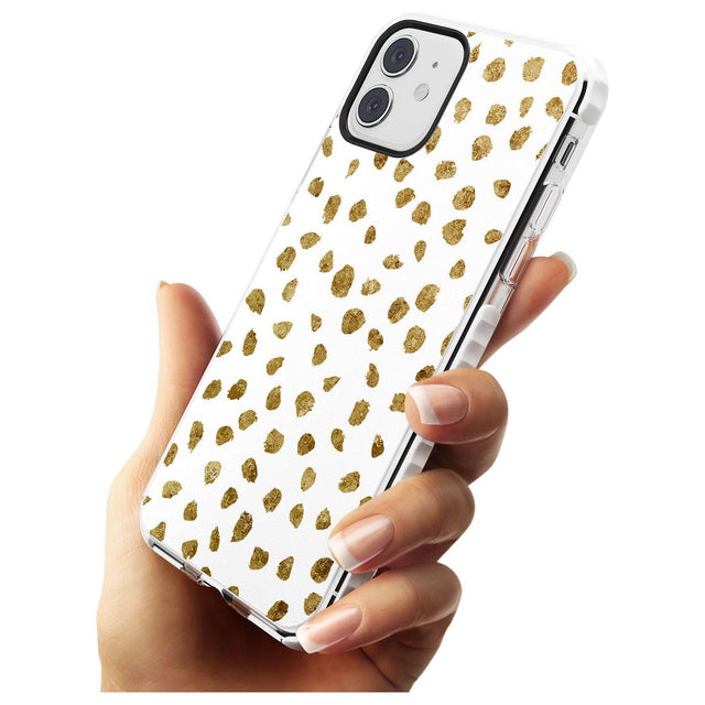 Gold Look on White Dalmatian Polka Dot Spots Impact Phone Case for iPhone 11