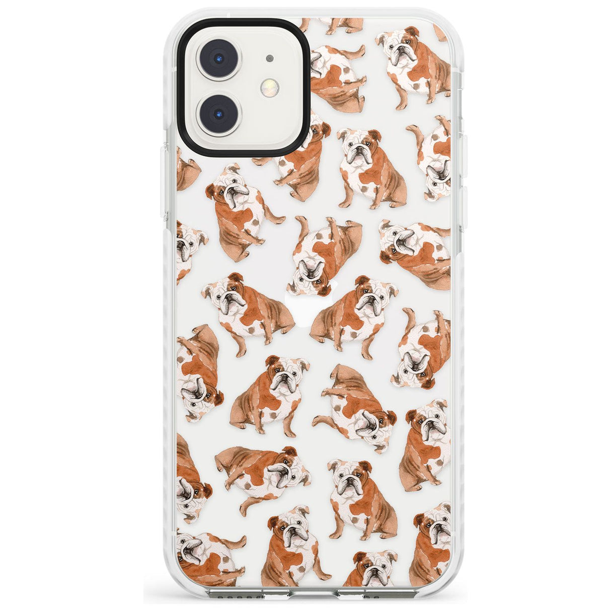 English Bulldog Watercolour Dog Pattern Phone Case iPhone 11 / Impact Case,iPhone 12 / Impact Case,iPhone 12 Mini / Impact Case Blanc Space