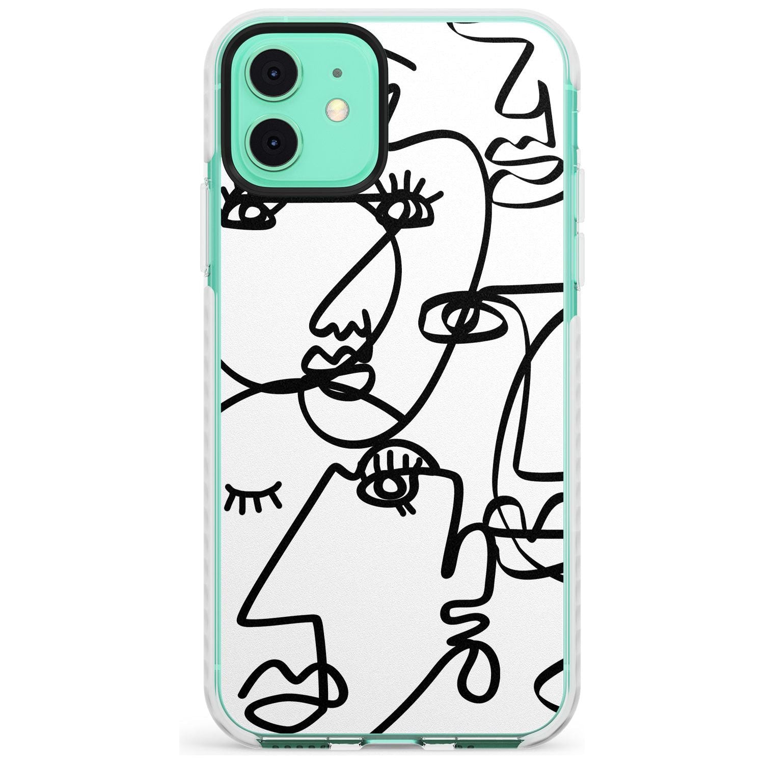 Continuous Line Faces: Black on White Slim TPU Phone Case for iPhone 11