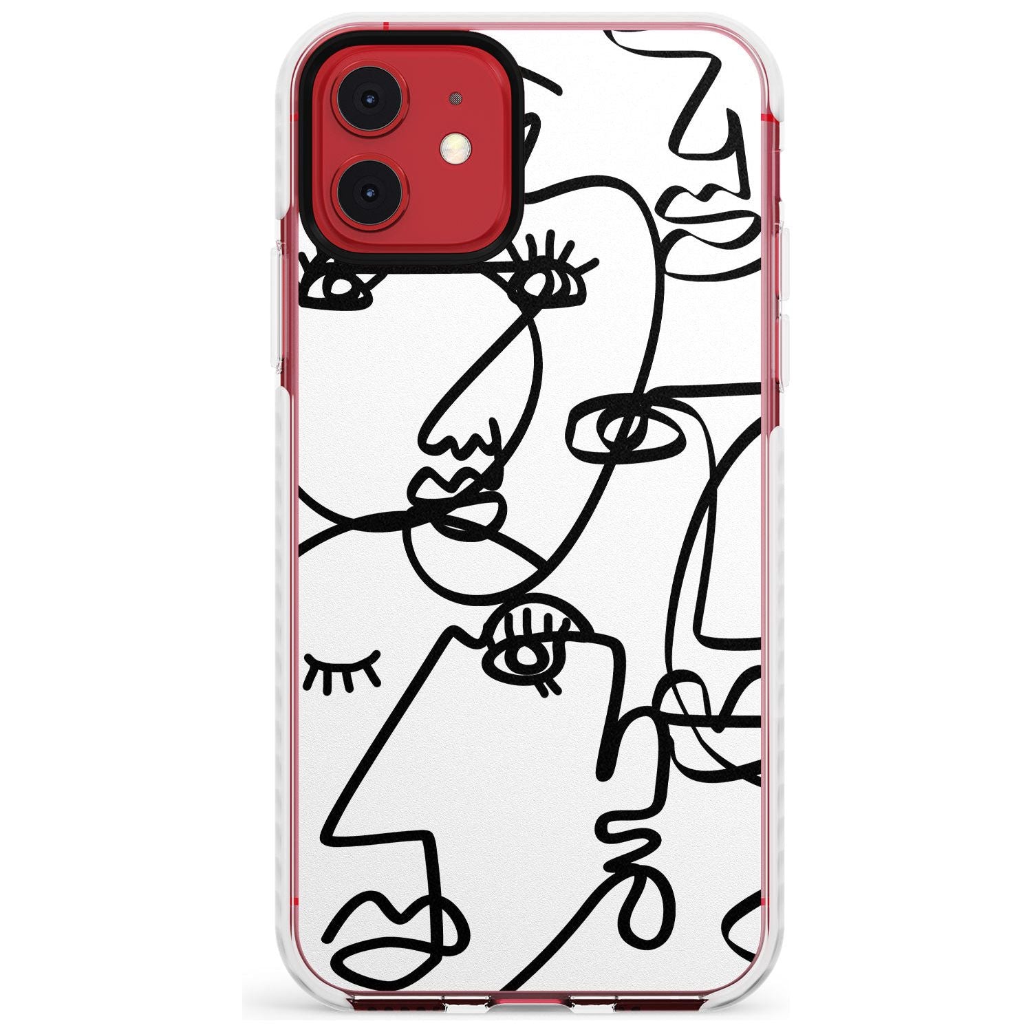 Continuous Line Faces: Black on White Slim TPU Phone Case for iPhone 11