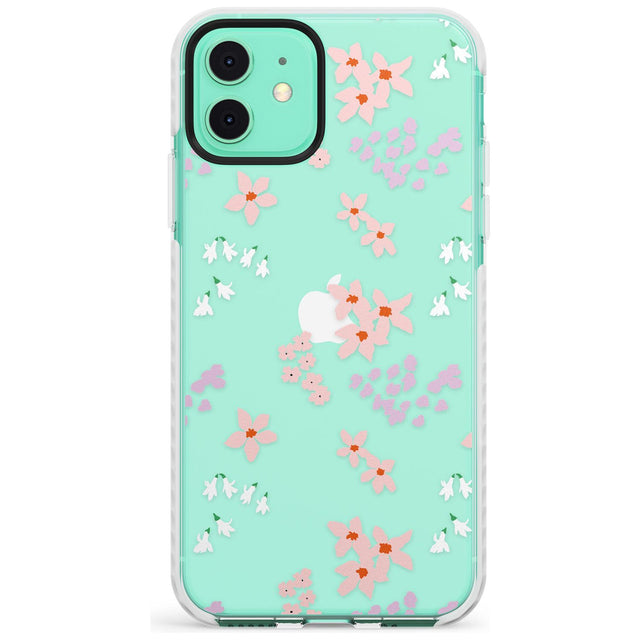 Pink & Purple Flower Mix: Clear Slim TPU Phone Case for iPhone 11