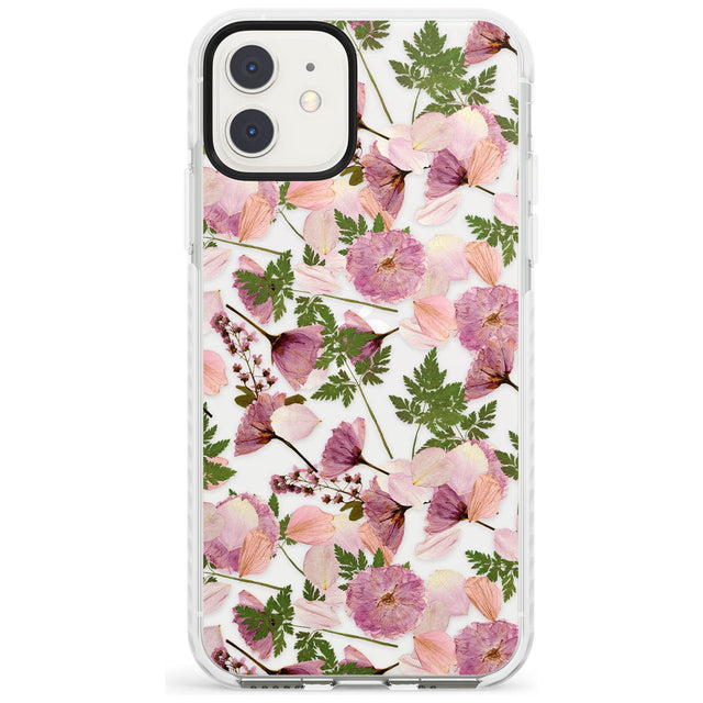 Leafy Floral Pattern Transparent Design Impact Phone Case for iPhone 11