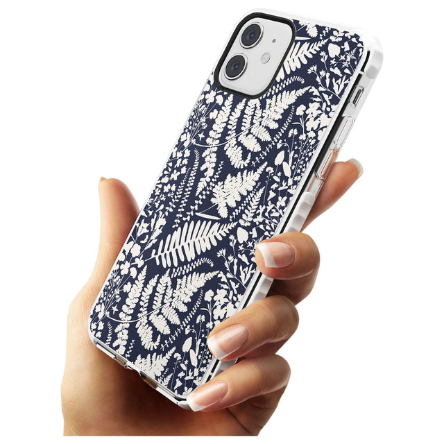 Wildflowers and Ferns on Navy Impact Phone Case for iPhone 11