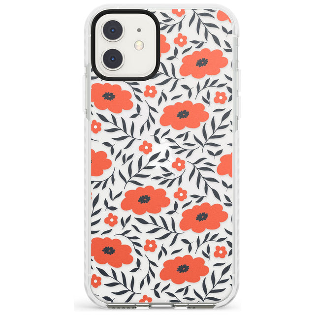 Red Poppy Transparent Floral Impact Phone Case for iPhone 11