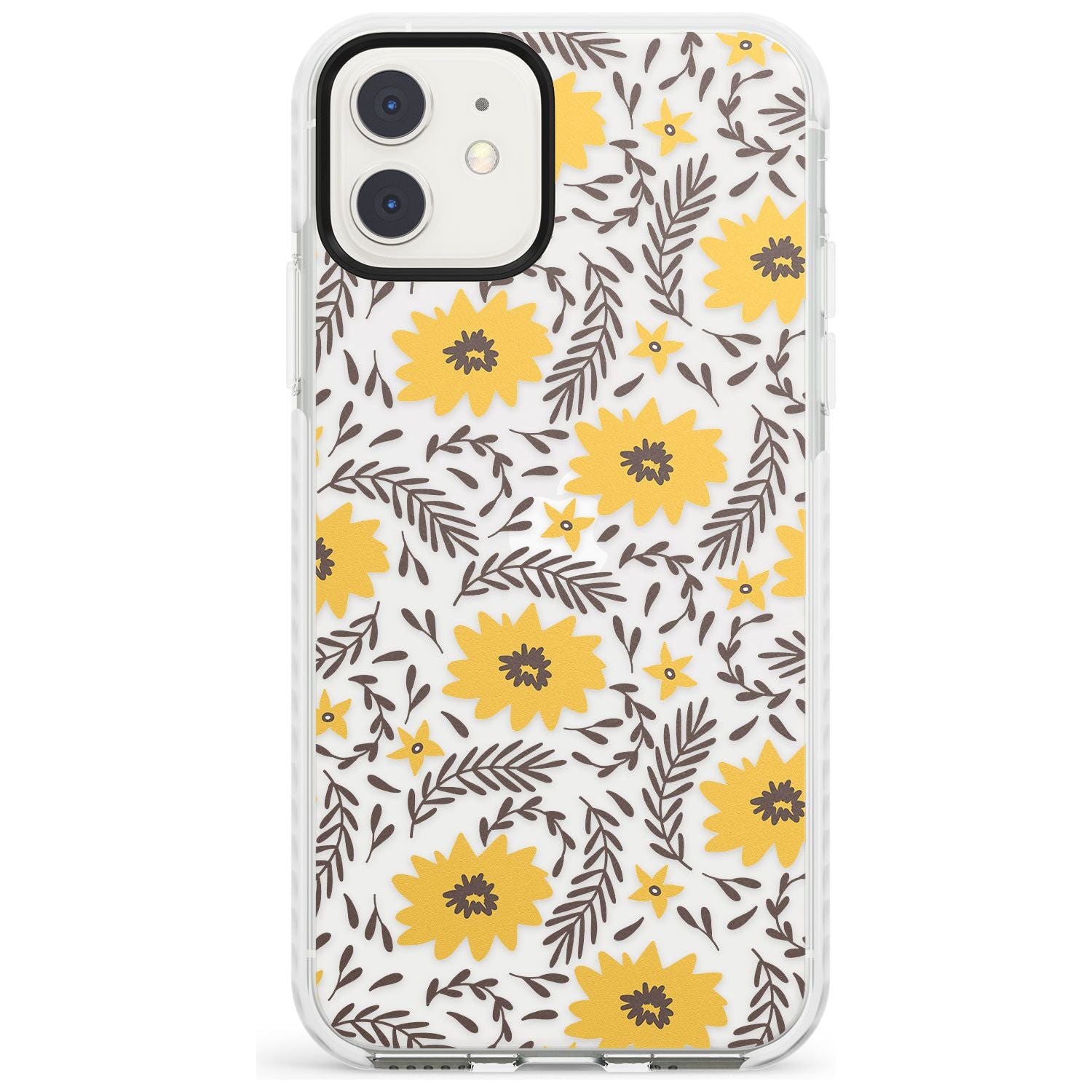 Yellow Blossoms Transparent Floral Impact Phone Case for iPhone 11