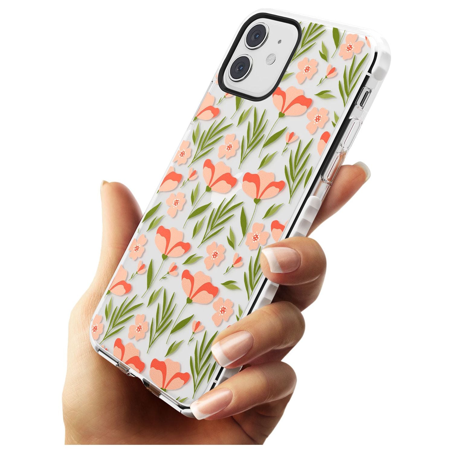 Pink Petals Transparent Floral Impact Phone Case for iPhone 11