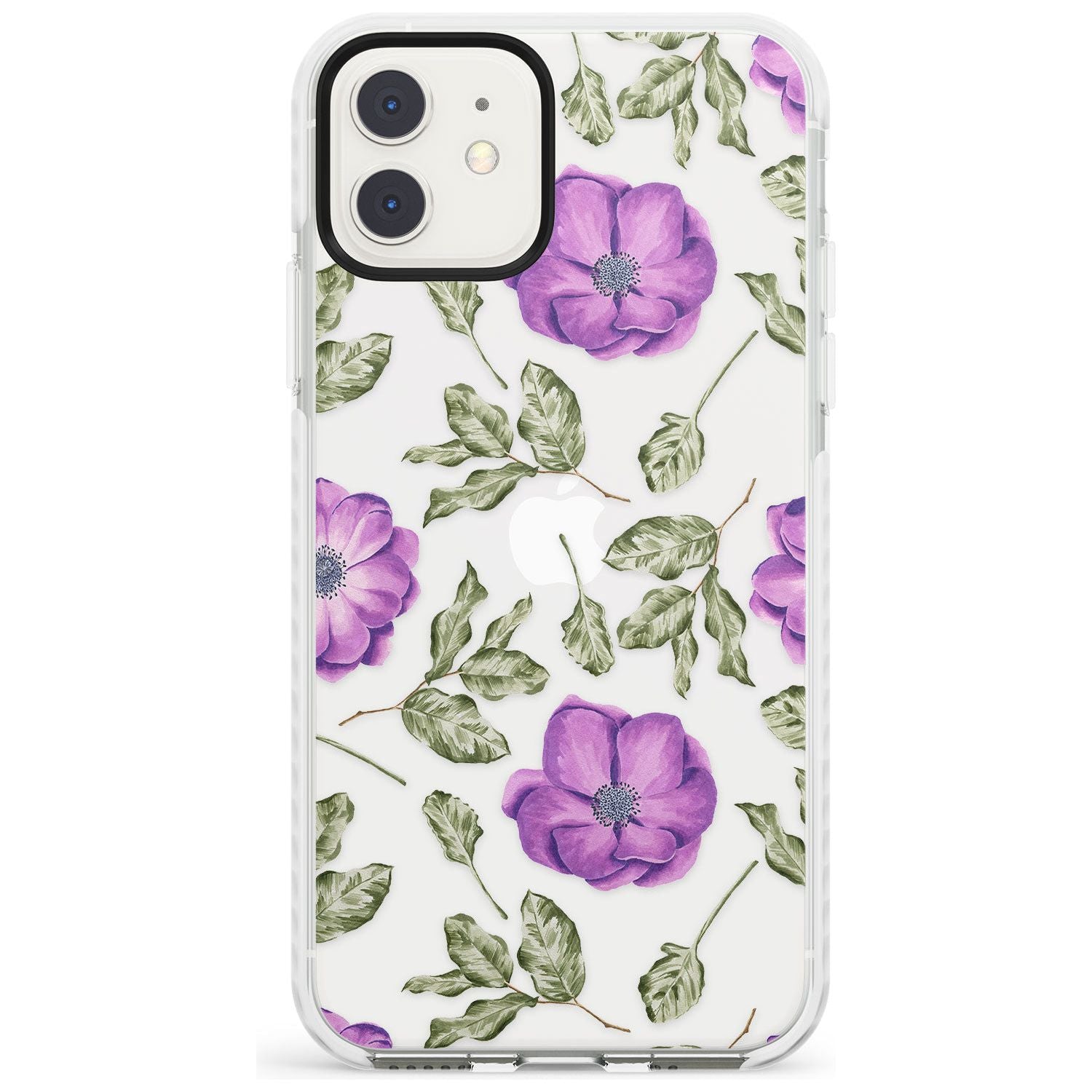 Purple Blossoms Transparent Floral Impact Phone Case for iPhone 11