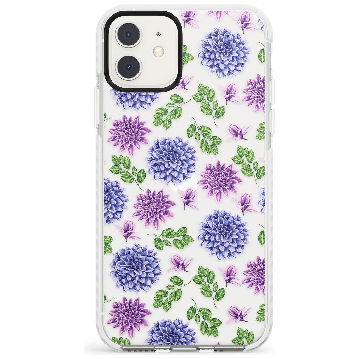 Purple Dahlias Transparent Floral Impact Phone Case for iPhone 11