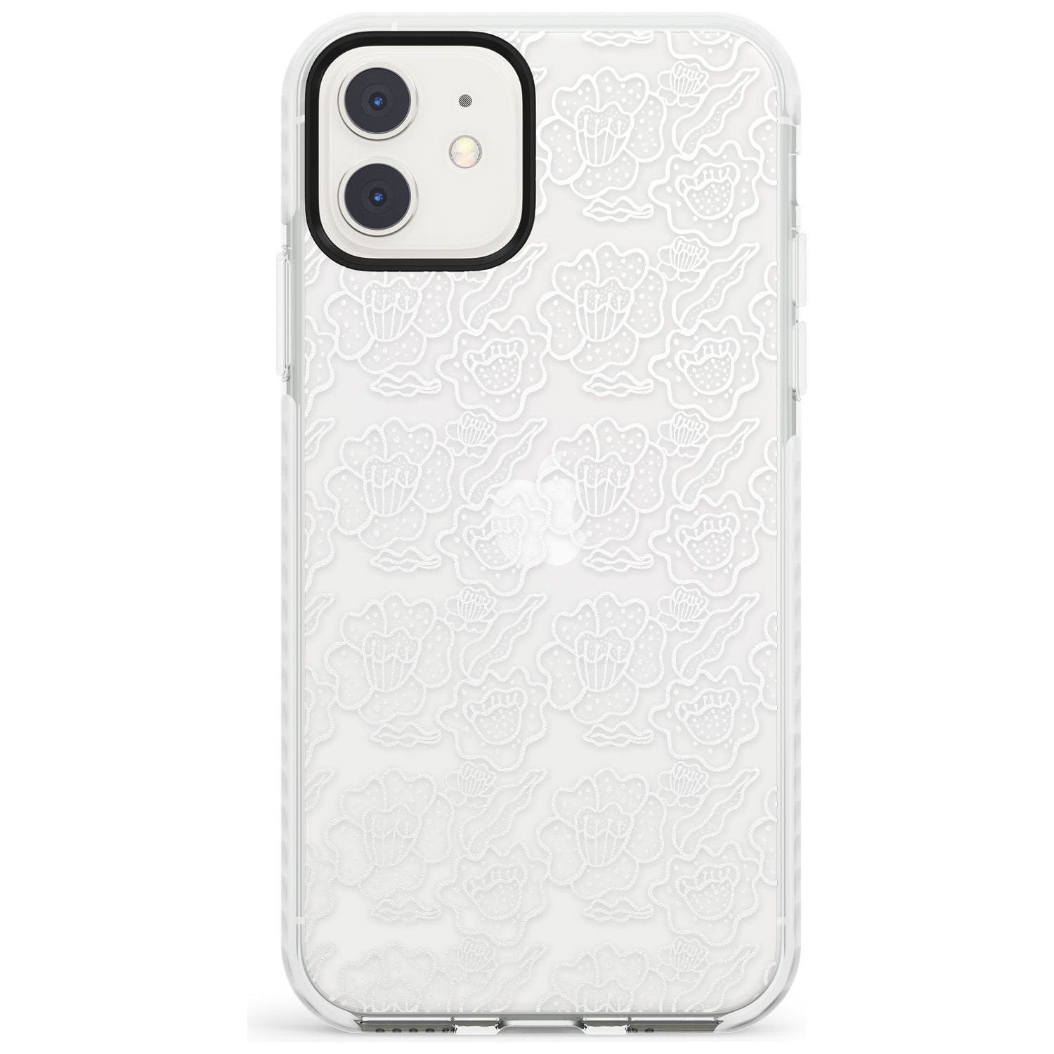 Funky Floral Patterns White on Clear Impact Phone Case for iPhone 11