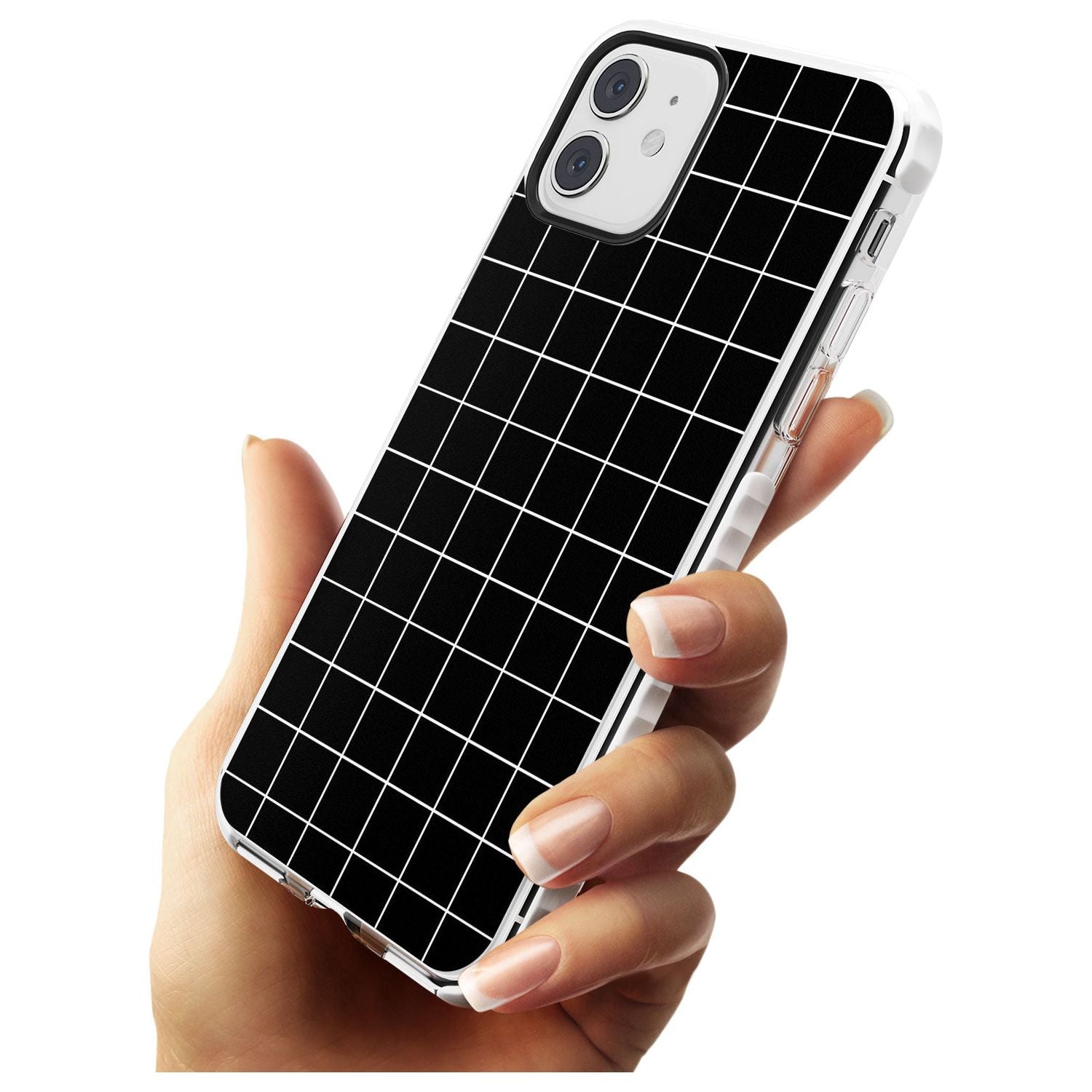 Simplistic Large Grid Pattern Black Impact Phone Case for iPhone 11