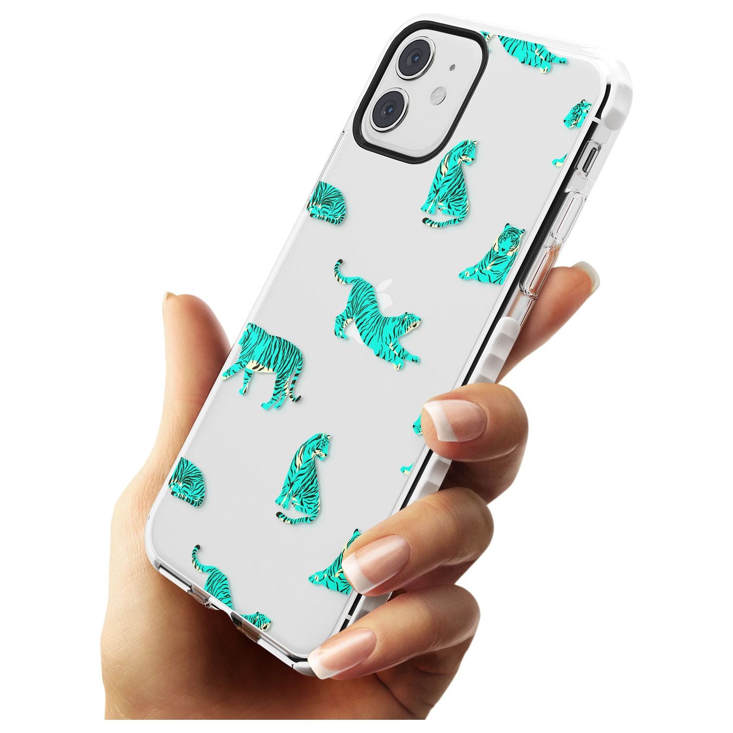Turquoise Tiger Jungle Cat Pattern Impact Phone Case for iPhone 11