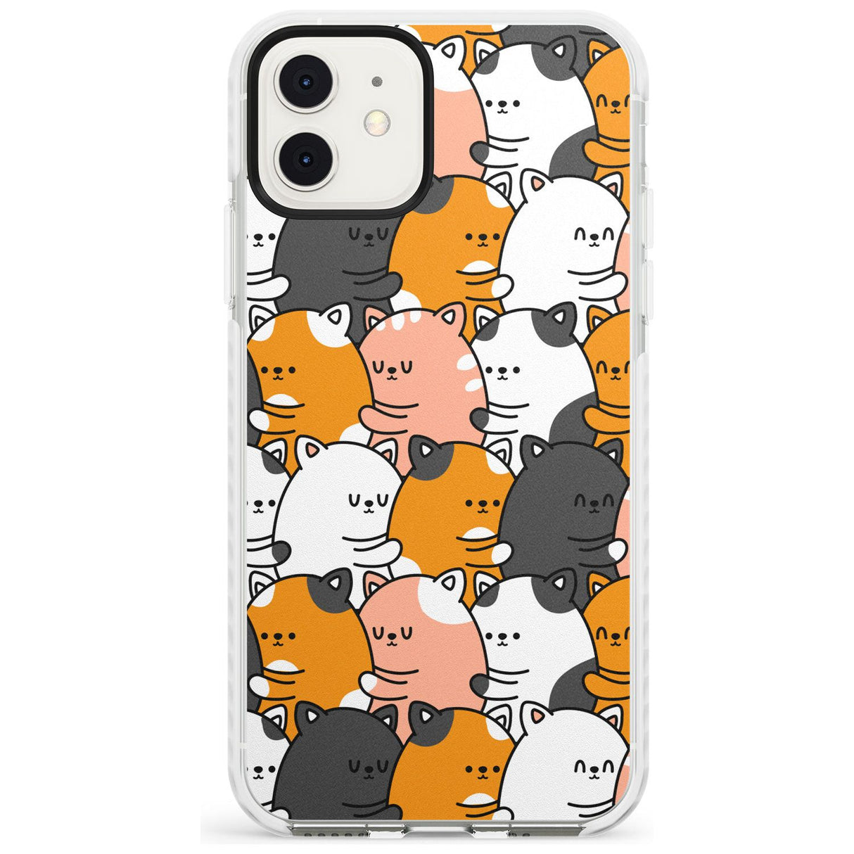 Spooning Cats Kawaii Pattern Impact Phone Case for iPhone 11