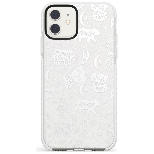 Forest Animal Silhouettes: White/Clear Phone Case iPhone 11 / Impact Case,iPhone 12 / Impact Case,iPhone 12 Mini / Impact Case Blanc Space