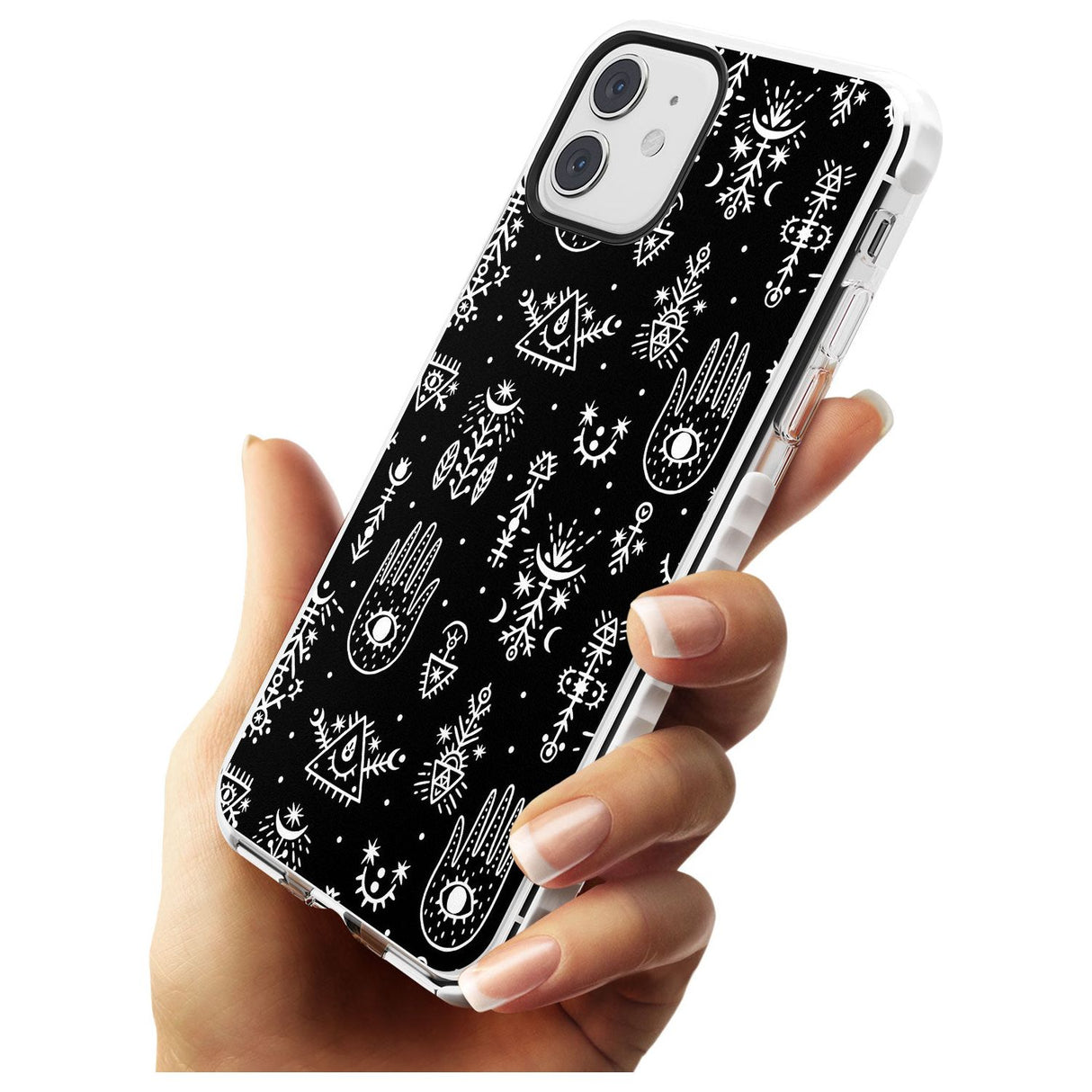 Tribal Palms - White on Black Impact Phone Case for iPhone 11