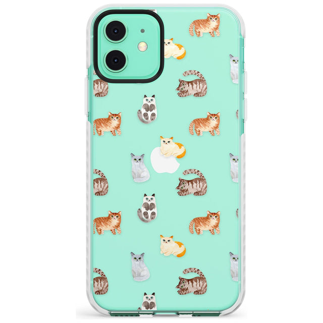Cute Cat Pattern - Clear Slim TPU Phone Case for iPhone 11