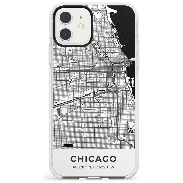 Map of Chicago, Illinois Impact Phone Case for iPhone 11