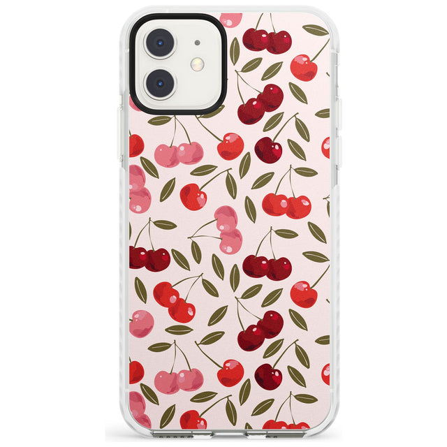 Fruity & Fun Patterns Cherries Phone Case iPhone 11 / Impact Case,iPhone 12 / Impact Case,iPhone 12 Mini / Impact Case Blanc Space