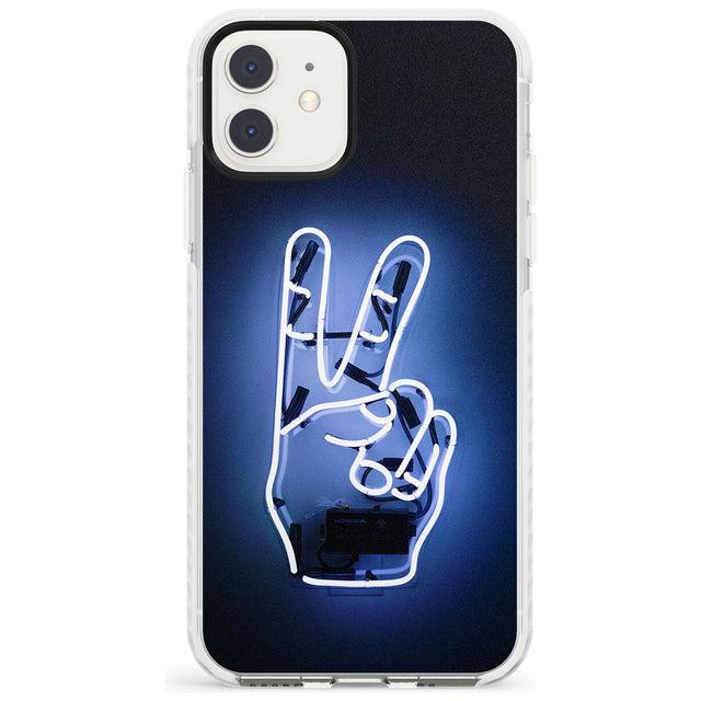 Peace Sign Hand Neon Sign Impact Phone Case for iPhone 11