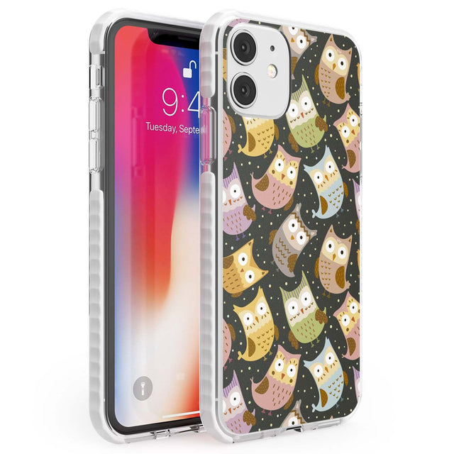 Cute Owl Pattern Phone Case iPhone 12 / Impact Case,iPhone 12 Mini / Impact Case,iPhone 11 / Impact Case Blanc Space