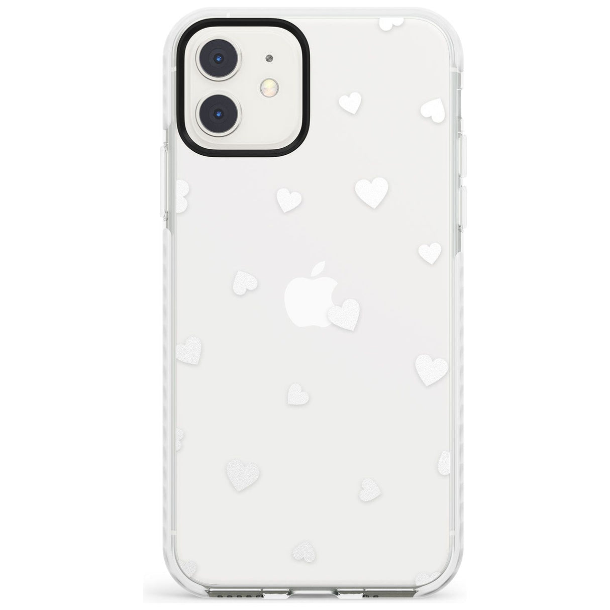 White Hearts Pattern Impact Phone Case for iPhone 11